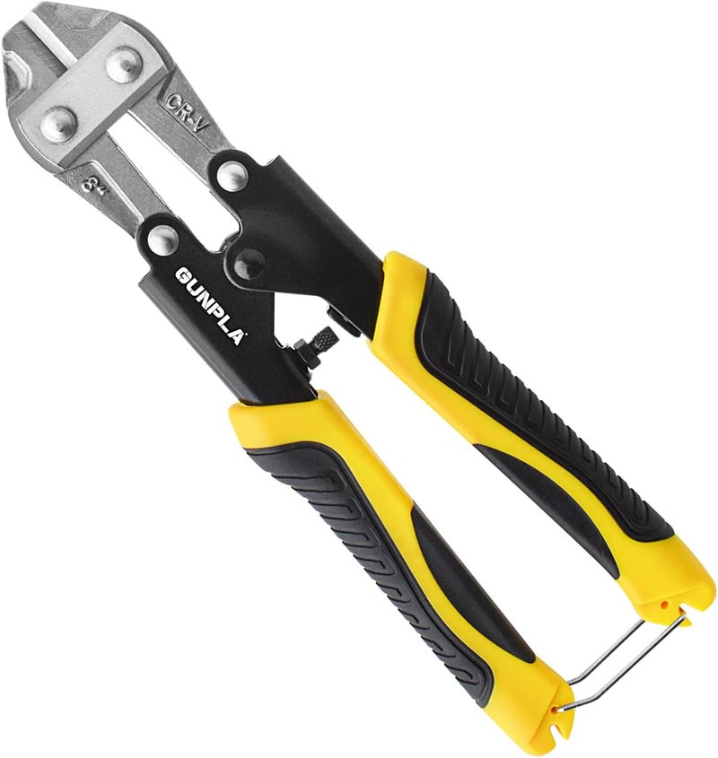 Gunpla Mini Bolt Cutter 8-inch/210mm Heavy Duty Spring Loaded with Non-Slip Rubber Handle Wire Cable Bolts Cutters, Clipper Snips Stainless Steel Tool for Padlock Chain Wires Mesh Screw Fence Rivets - Image 1